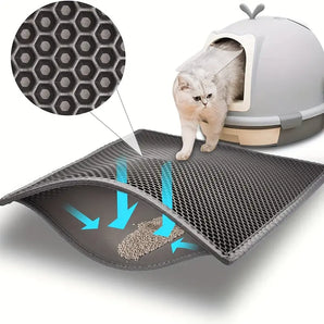 Double Layer Cat Litter Trapping Mat, Non-slip Washable Cat Litter Box Cleaning Mat Cat Toilet Mat