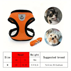 Soft Breathable Dog Harnesses And Leash, Adjustable Lightweight Dog Vest Style Harness With Reflective Strap For Outdoor Walking