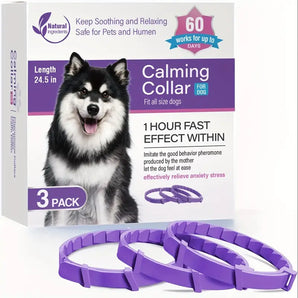 Dogs Calming Pheromones Collar Lasts 60 Days Relieve Reduce Anxiety Or Stress 25 Inches Adjustable Relaxing Comfortable Collar Breakaway Design For Small Medium And Large Dog-3pc