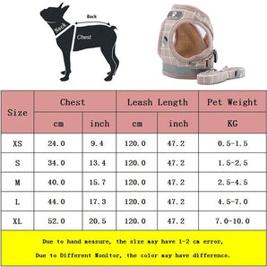 Reflective Breathable Mesh Small Dog Harness with Leash Pug Chihuahua French Bulldog arnes perro Puppy Cat Vest Harness Collar