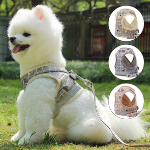 Reflective Breathable Mesh Small Dog Harness with Leash Pug Chihuahua French Bulldog arnes perro Puppy Cat Vest Harness Collar