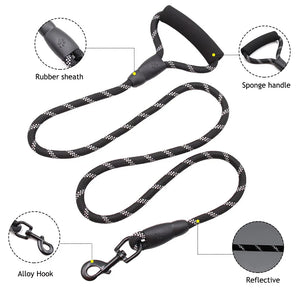 Large Dog Rope Padded Handle Dog Collar Leashes Dogs Collar Leashes Lead Rope For Walking Labrador Rottweiler Dogs Supplies