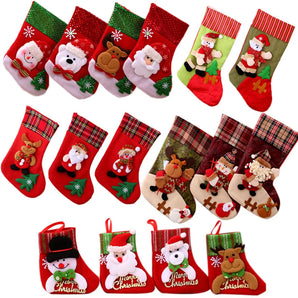 Christmas Stockings Santa Stocking Sock Candy Bags Hanging Christmas Tree Gifts Santa Snowman Socks Christmas Decorations