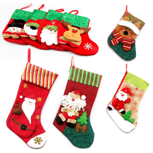 Christmas Stockings Santa Stocking Sock Candy Bags Hanging Christmas Tree Gifts Santa Snowman Socks Christmas Decorations