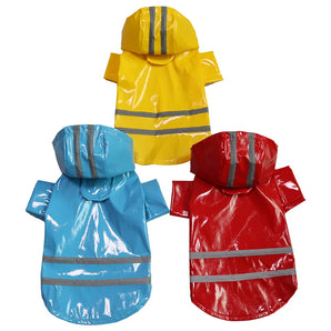 Pet Small Dog Raincoat PU Reflective Waterproof Clothes Hooded Jumpsuit Rainwear for Small Medium Dogs Teddy Chihuahua