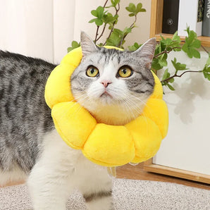 Pet Collar Elizabeth Circle Adjustable Sunflower Cats and Small Dogs Post-Surgery Recovery Protection Anti-Licking Head Cover