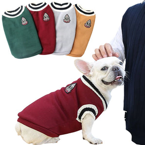 Warm Dog Clothes for Small Medium Dogs College Style Pet Dog Sweater Puppy Cat Vest Chihuahua French Bulldog Yorkie Outfits