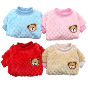 Soft Fleece Dog Clothes for Small Dogs Plush Puppy Cat Coat Bear Embroidery Pet Vest Yorkies Chihuahua Shih Tzu Pug Costumes