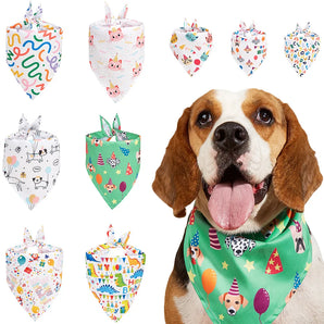 birthday Day Dog Bandana Christmas Dog Triangle Scarfs Bibs Dog Beach Bandanas For Small Medium Dog Accessoires