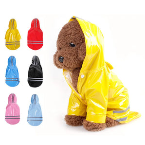 Pet Small Dog Raincoat PU Reflective Waterproof Clothes Hooded Jumpsuit Rainwear for Small Medium Dogs Teddy Chihuahua