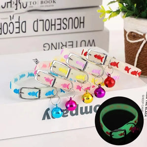 Dogs Cats Collar with Glowing Bells Florescent Light Cat Collar Necklace Pet Chain Light Luminous Dog Neck Ring Pet Accessories