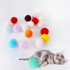 Colorful Plush Ball Cat Toys Molar Bite Resistant Bouncy Ball Interactive Funny Cat Balls Chew Toy Pets Supplies