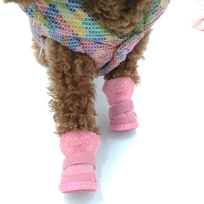 4Pcs/Set Winter Warm Shoes for Dogs Non-slip Dog Snow Boots Cotton Blend Puppy Sneakers for Pet Teddy Dog Accessories