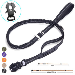 Tactical Pet Leash for Small Large Dogs Rope Heavy Duty Puppy Leash Reflective Shock Absorbing Pet Leashes with Car Seatbelt