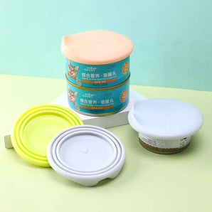 Portable Silicone Dog Cat Canned Lid 2-in-1Food Sealer Spoon Pet Food Cover Storage Fresh-keeping Lids Bowl Dog Accessories