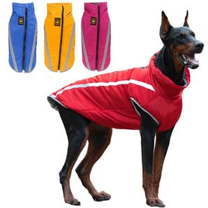 Fleece Lining Waterproof Dog Winter Coat Warm Puppy Jacket Vest Reflective Pet Clothes Apparel Pet Clothing for Medium Large Dog