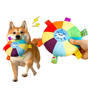 Dog Chew Balls Flying Disc Grab Tabs Pet Interactive Bite Resistant Squeaker Toys Puppy Training Outdoor Game Accessories