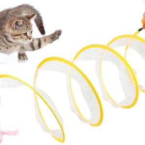 Folded Cat Tunnel S Type Cats Tunnel Spring Toy Mouse Tunnel with Balls and Crinkle Cat Outdoor Cat Toys for Kitten Cat Pets Toy