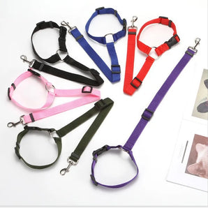 Solid 2 in 1 Pet Car Seat Belt Lead Leash BackSeat Safety Belt Adjustable Harness for Kitten Dogs Collar Pet Accessories