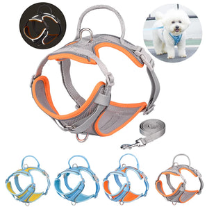 Pet Dogs Harness Leash Set Reflective Breathable Pet Harness Vest  For Small Medium Dog French Bulldog Chihuahua Lead Walking