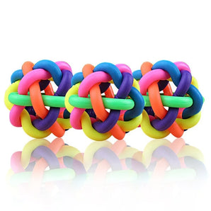 Pet Dog Puppy Cat Colorful Training Chew Ball Pet Products Bell Squeaky Sound Play Toy Dog Ball Bite Play Ball Dog Accessories