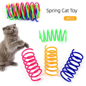 4pcs Kitten Cat Toys Wide Durable Heavy Gauge Cat Spring Toy Colorful Springs Cat Pet Toy Coil Spiral Springs