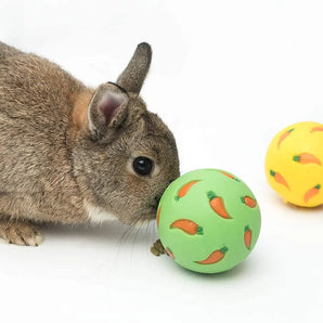 1pcs Rabbit Treat Ball Pet Slow Feeder Interactive Bunny Toy Snack Toy Ball Bite Resistant Feeding Toys Ferret Kitty Hamster Toy