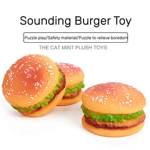 Pet Dogs Hamburger Toy Non-Toxic Puppy Toys Dog Chew Toys Food Grade Silicone Training Playing Chewing Dog Cat Accessories