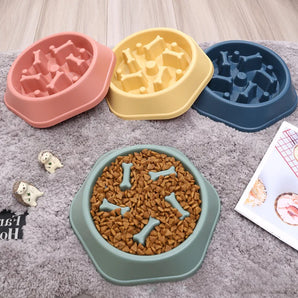 Pet Dog Bowl Dog Slow Feeder Bowl Puppy Cat Slow Eating Dish Bowl Anti-Gulping Food Plate Feeding Dog Cat Food Bowl Pet Supplies