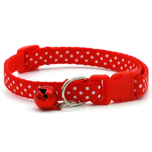 Adjustable Cute Wave Point Dog Kitten Cat Collar with Bell Polyester Buckle Collars for Small Dogs Kitten Accessories Supplies