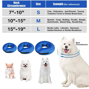 Dog Inflatable Collar Pet Surgery Recovery Cone Elizabethan Collars Adjustable Lick-Proof Protective Large Medium Small Dogs Cat