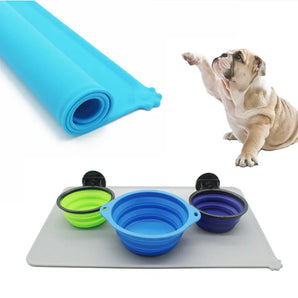 Silicone Pet Dog Food Mats Tray Non-Stick Non-Slip Waterproof Pet Bowl Mats Placemat Dog Pet Cat Feeding Mat Dog Accessories