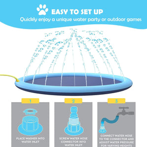 Pet Dogs Splash Sprinkler Pad for Dogs Non-Slip Thicken Dog Pool with Sprinkler Pet Summer Outdoor Play Water Mat Toys