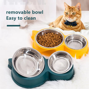 Stainless Steel Pet Feeder Bowl Universal For Dog And Cat Large Capacity Food And Water Double Bowls Feeding Tool