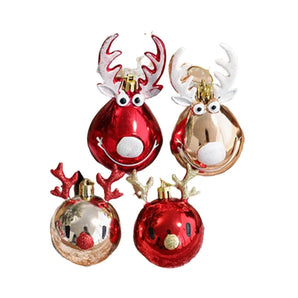 2pcs Christmas Balls Ornaments PVC Red Gold Elk Christmas Tree Decoration for Children Fireplace Hanging Decor Party Supplies