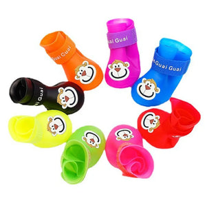 4pcs/set Waterproof Pet Dog Shoes Anti-slip Rain Boots Footwear for Small Cats Dogs Puppy Dog Pet Booties Pet Paw Accessories