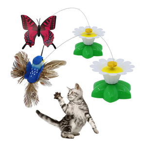 Automatic Electric Rotating Cat Toy Colorful Butterfly Bird Animal Shape Plastic Funny Pet Dog Kitten Interactive Training Toys