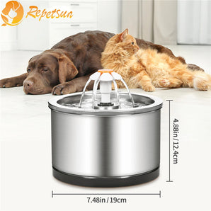 2L Automatic Drinking Fountain With Fountain Filter Drink Fountain Pet Stainless Steel Drinking Fountain Cat Dog Water Supplies