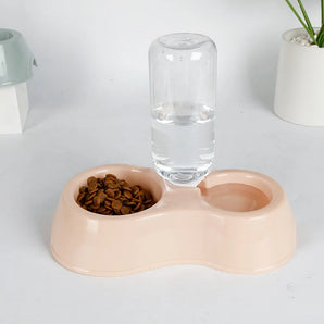 Dog Bowl Cat Feeder Bowl With Dog Water Bottle Automatic Drinking Pet Bowl Cat Food Bowl Pet Stainless Steel Double Bowl