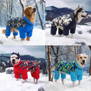 Large Dog Jackets Waterproof Dogs Clothes Warm Fleece Pet Coat Reflective Puppy Jumpsuit French Bulldog Labrador Costumes