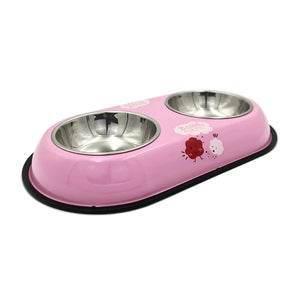 Pet Dog Duble Bowl Kitten Food Water Feefer Stainless Steel Small Dogs Cats Drinking Dish Feeder for Pet Supplies Feeding Bowls