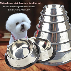 Stainless Steel Pet Bowl Large Capacity Non-Slip Dog Drinking Water Feeding Bowls For Small Medium Large Cats Dogs Pets Supplies