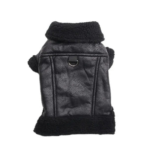 Winter Dog Coat Jacket Faux Leather Fleece Warm Pet Puppy Warm Clothing Apparel Outfit