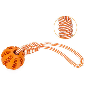 Dog Toy Interactive Ball Pull Rope Bite Resistant Training Molar Elastic Dogs Health Care Rubber Chew Leakage Balls Pet Supplies