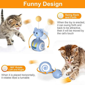 Cat Interactive Feather Toys Pet Bumbler Funny Toy Interactive Cats Toys Cat Rolling Teaser Feather Wand Toys Rotating Ball