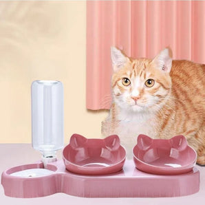 Pet Dog Cat Food Bowl Automatic Feeder 2 in 1 Eating Drinking Water Container Anti Slip Double Feeding Bowl for Cats Puppy