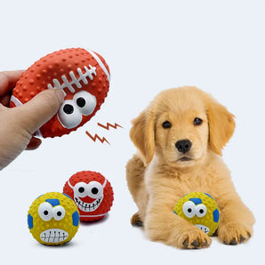 Dog Toys Squeaky Dog Ball Latex Rubber Dog Squeak Toys Soft Bouncy Fetch Balls for Medium Small Pets Interactive Play Supplies