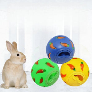 1pcs Rabbit Treat Ball Pet Slow Feeder Interactive Bunny Toy Snack Toy Ball Bite Resistant Feeding Toys Ferret Kitty Hamster Toy