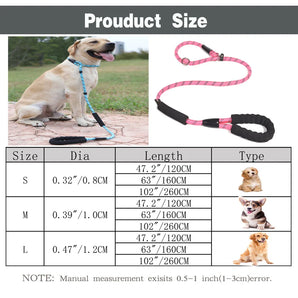 1.6M Reflective Rope Dog Lead Leash for Small Large Dogs Nylon Basic Leashes Dog Walking Big Dog Collar