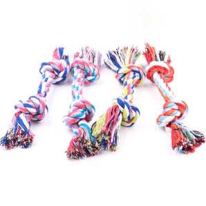 1pcs Cotton Chew Knot Toy Pets Dogs Pet Supplies Durable Braided Bone Rope 18cm Funny Tool Random Color Double Knot Cotton Rope